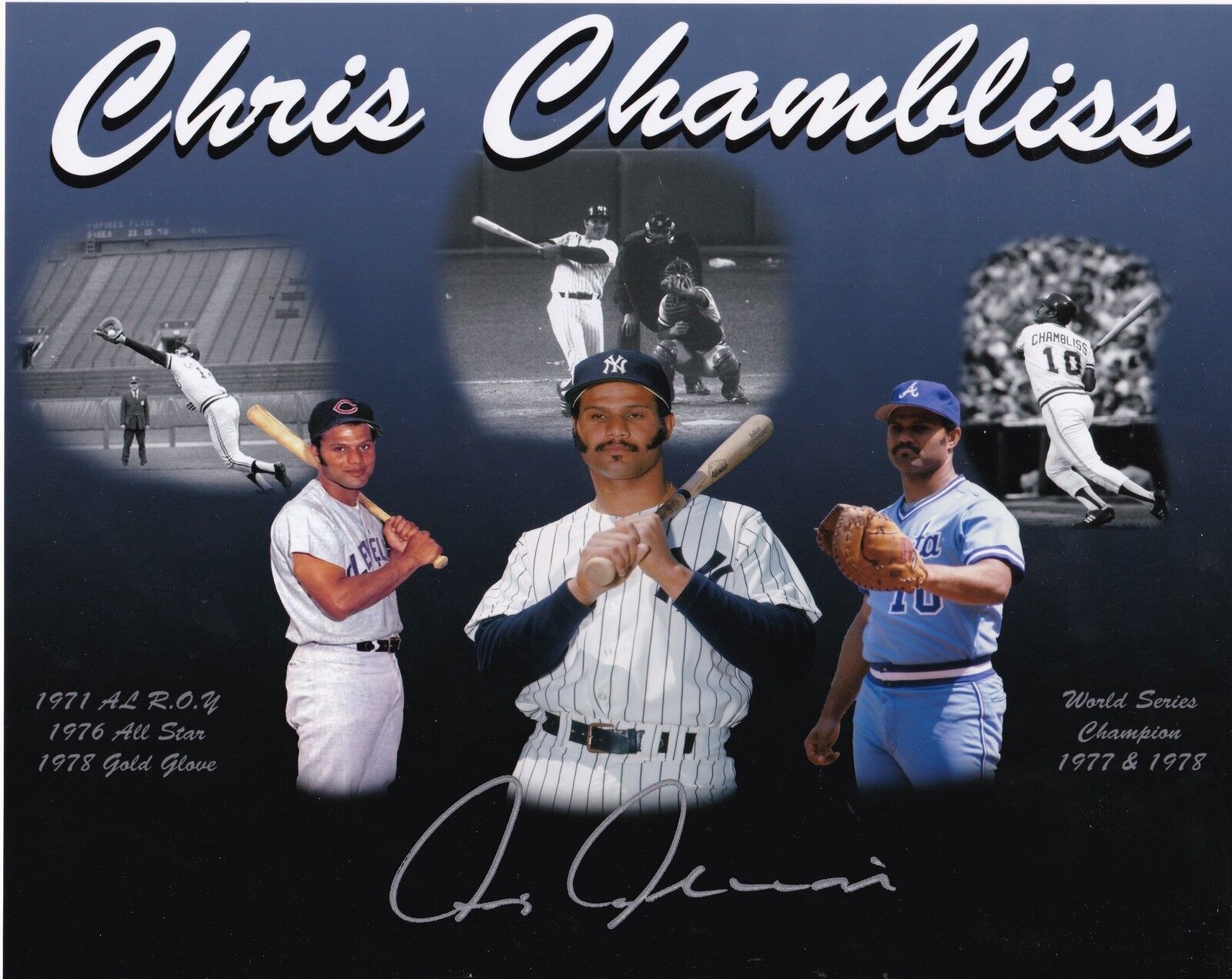 CHRIS CHAMBLISS NEW YORK YANKEES ACTION SIGNED 8x10