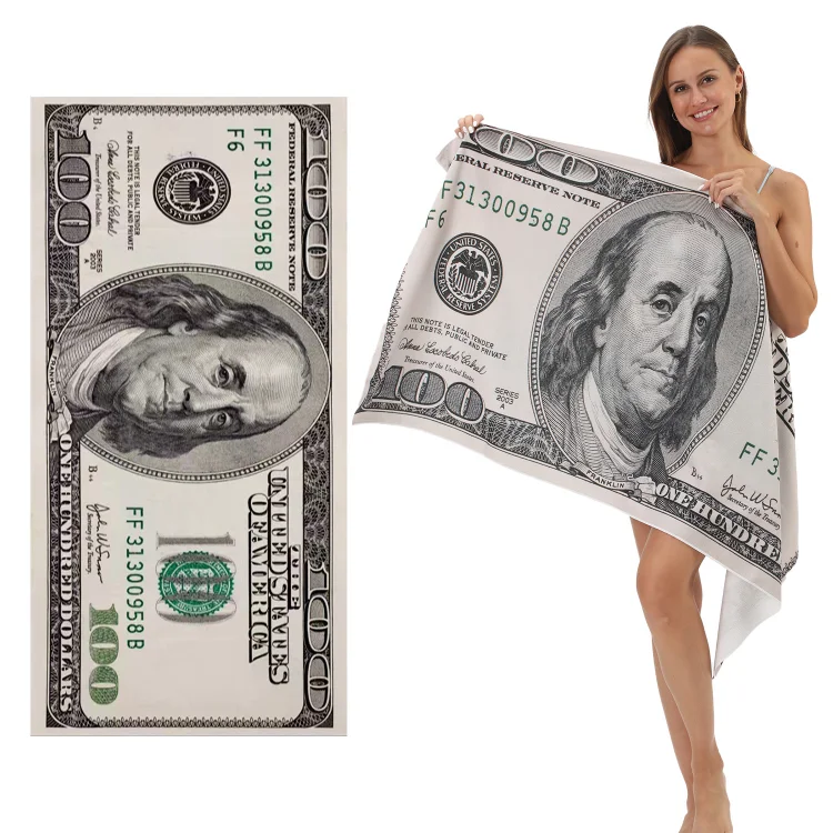 USA Dollar Printed Microfiber Plus-Sized Beach Towel