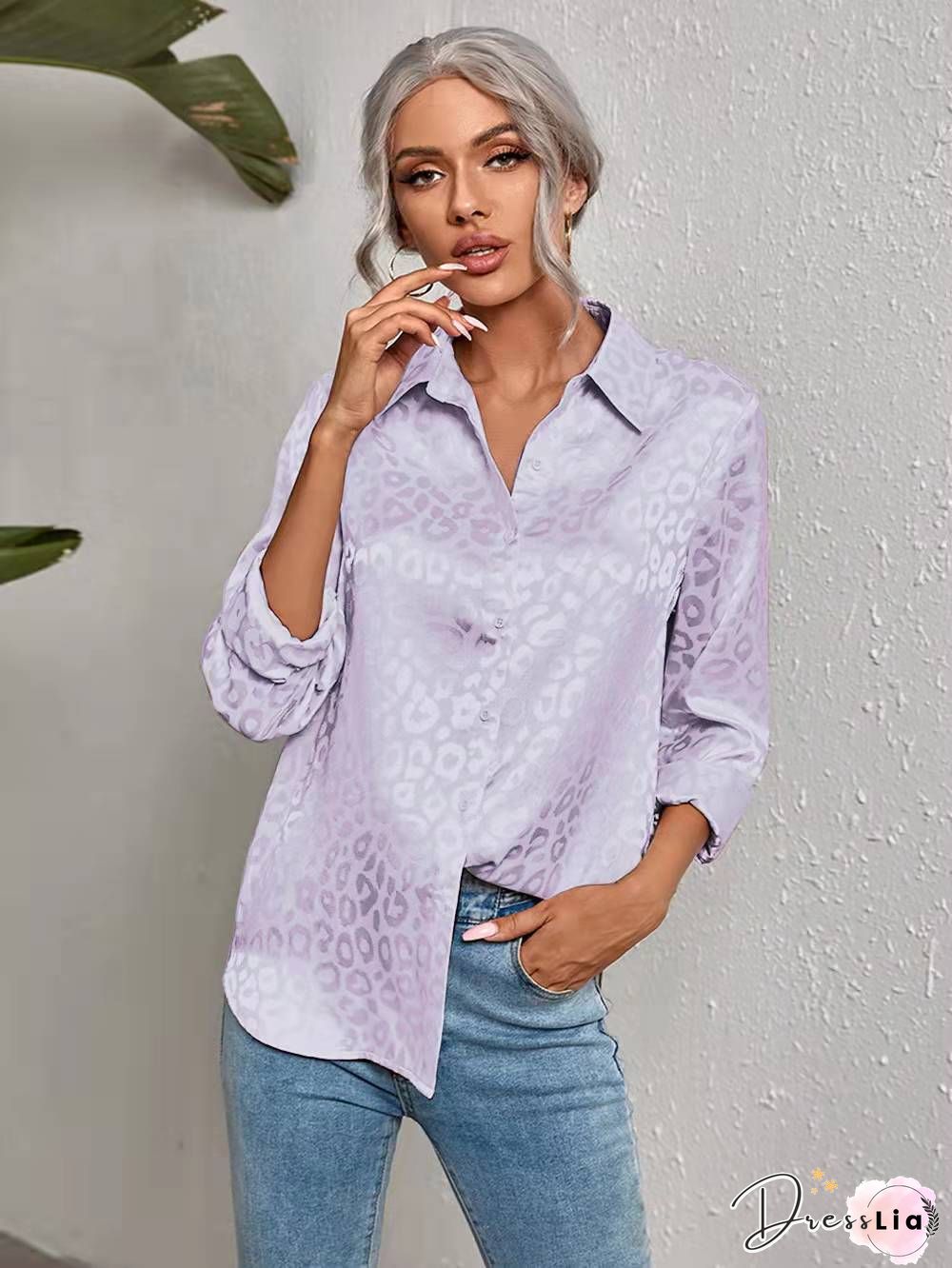 Vintage&nbsp;Printed Color Long Sleeve Shirt