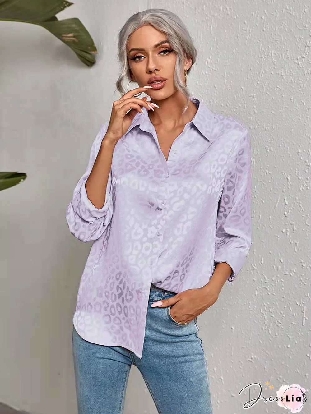 Vintage&nbsp;Printed Color Long Sleeve Shirt