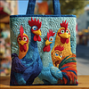 Colorful Roosters Quited Tote Bag by Inlyline