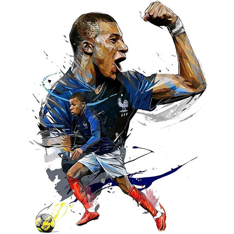Soccer Star Mbappe - Full Round Drill Diamond Painting - 30x40cm(Canvas)