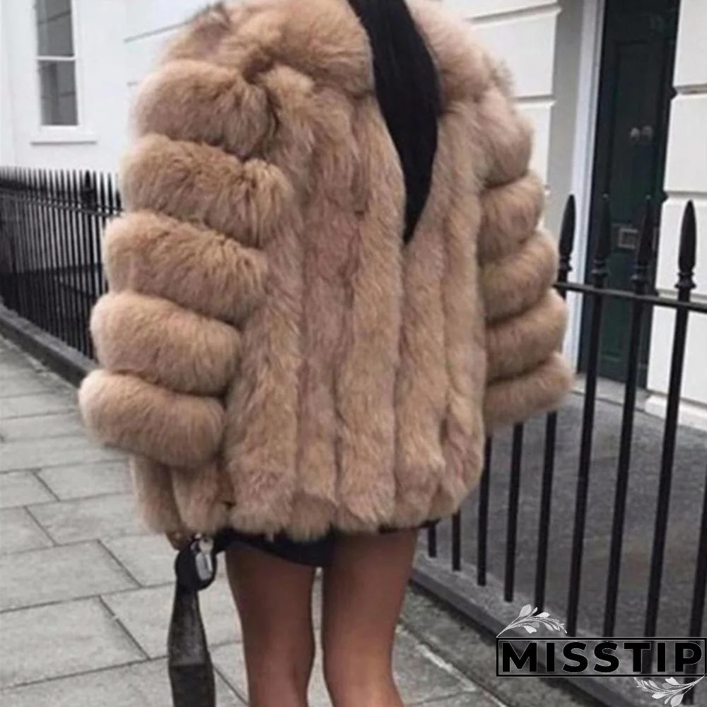 Women Winter Top Fashion Faux Fur Coat Elegant Thick Warm Outerwear Fake Fur Ladies Jacket Coat