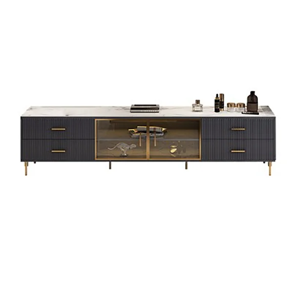 Homemys Modern Coffee Table & TV Stand & Storage Cabinet Set,Tempered Glass Door