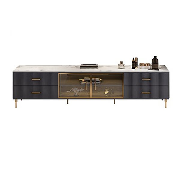 Homemys Modern Coffee Table & TV Stand & Storage Cabinet Set,Tempered Glass Door
