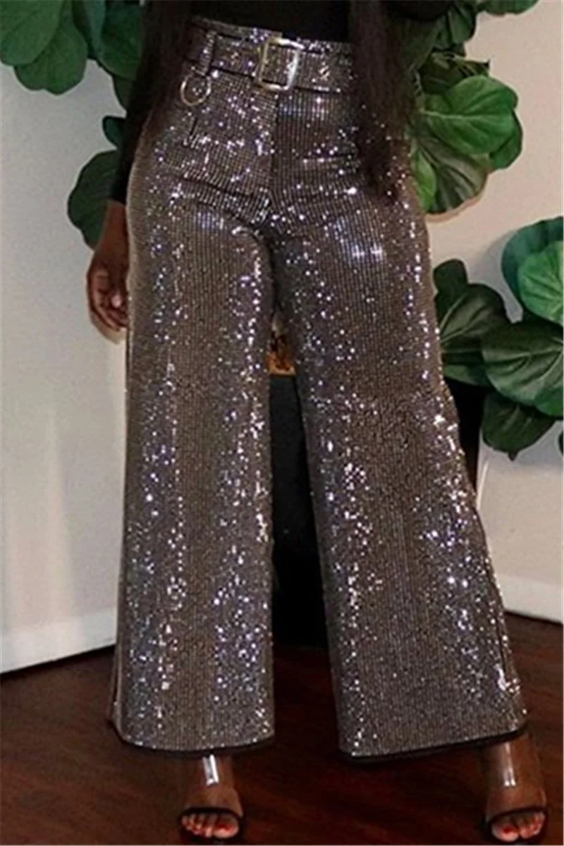 Casual Ice Silk Wide Leg Pants（With Belt）