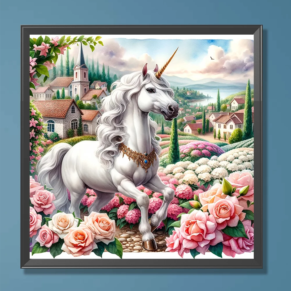 Full Round Diamond Painting 30*30cm - Garden Unicorn
