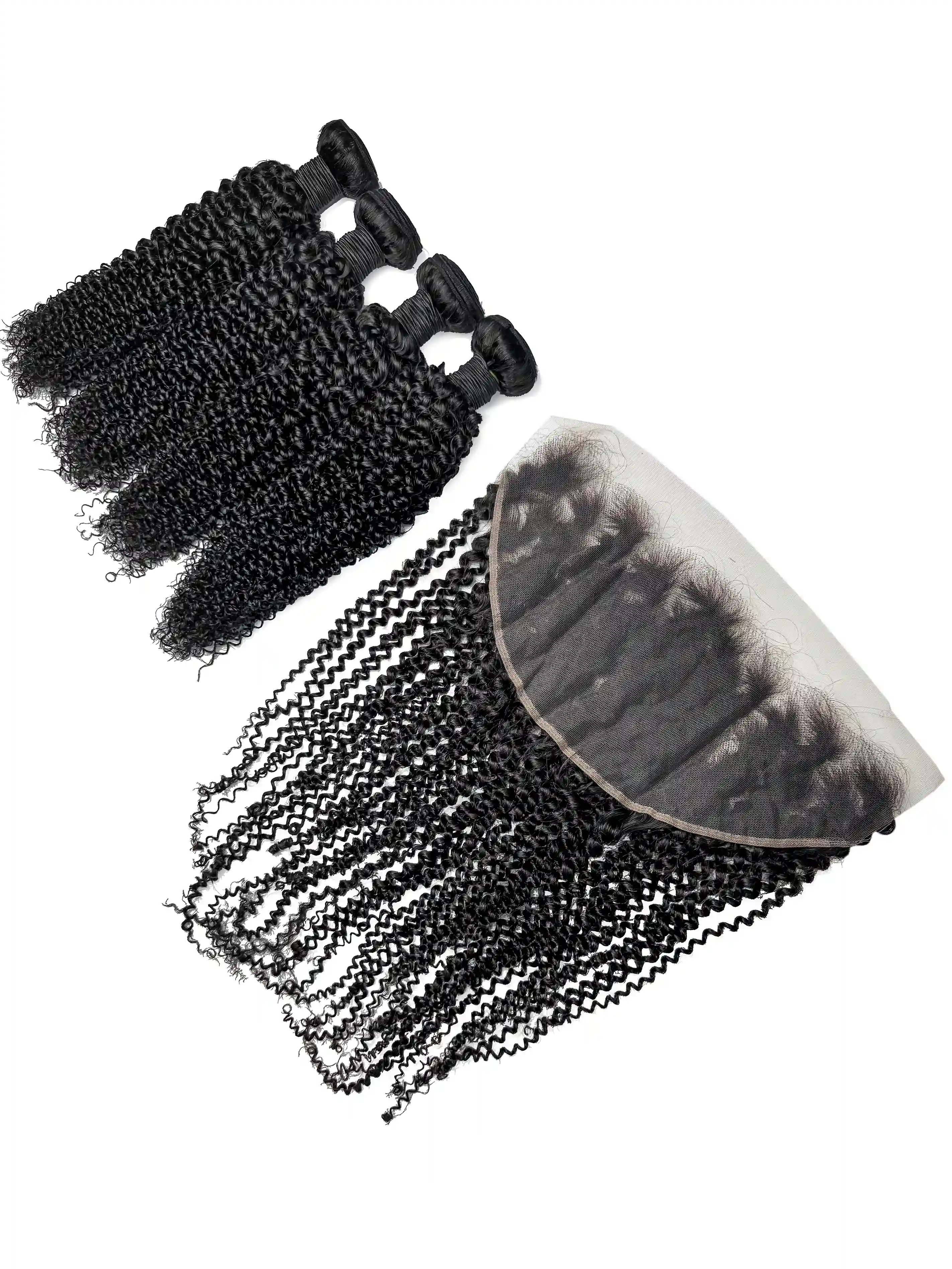 Kinky Curly 4PCS Bundles & 1PC 13x6 Lace Frontal | Transparent & HD Lace | 100% Human Hair | Top Virgin Hair