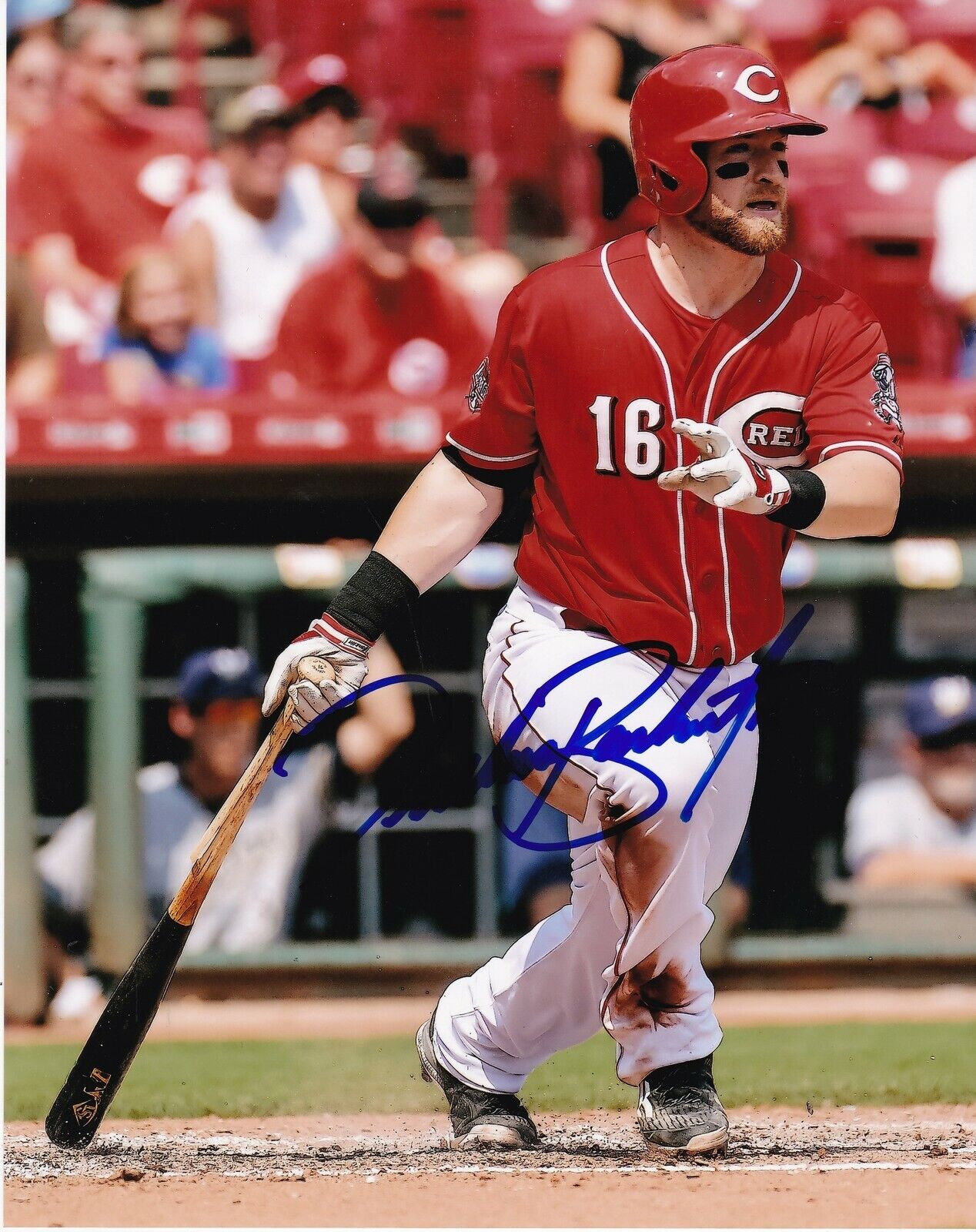 TUCKER BARNHART CINCINNATI REDS ACTION SIGNED 8x10