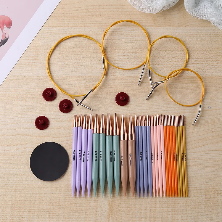 Crochet Hook Circular Knitting Needles Set with Case DIY Craft Sewing Kits  (Random Color)