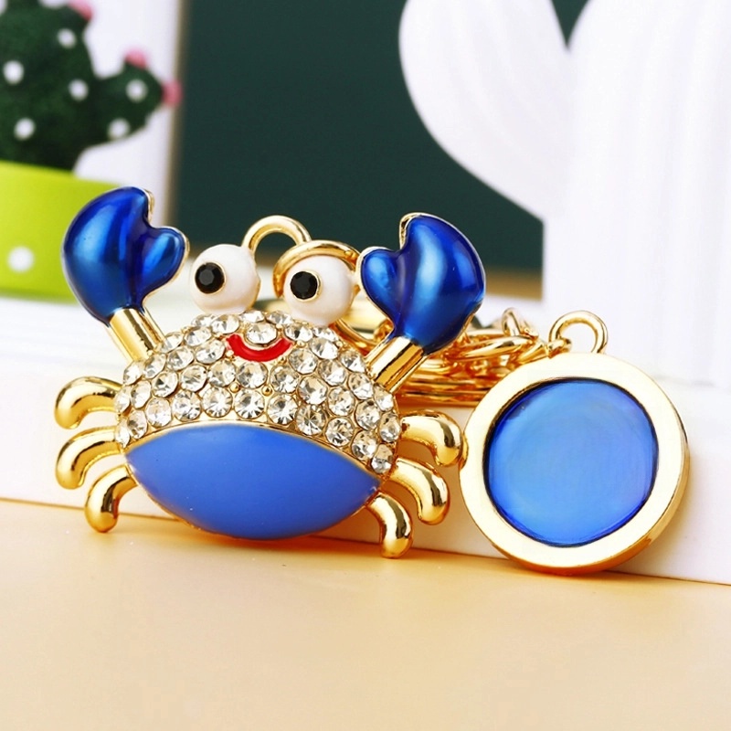 Cute Minimalist Crab Metal Inlay Rhinestones Women’s Keychain