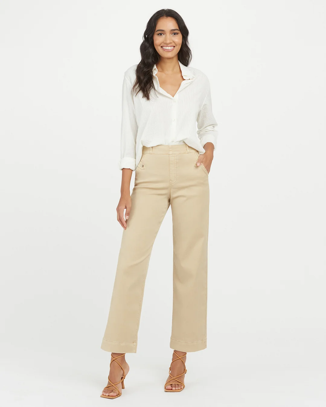 Stretch Twill Cropped Wide Leg Pant