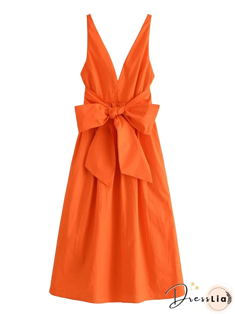 Womens Summer Dress Green Dresses With Pocket Back Bow Strap Female Long Dress Qn26
