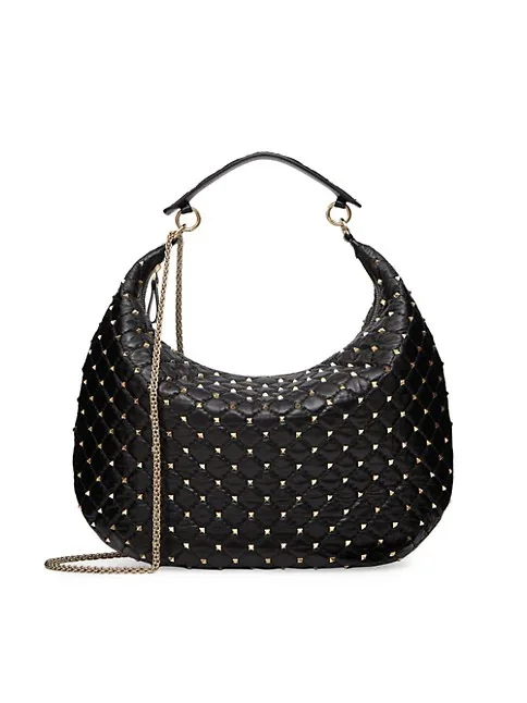 Valentino Garavani Rockstud Spike Hobo Bag In Calfskin