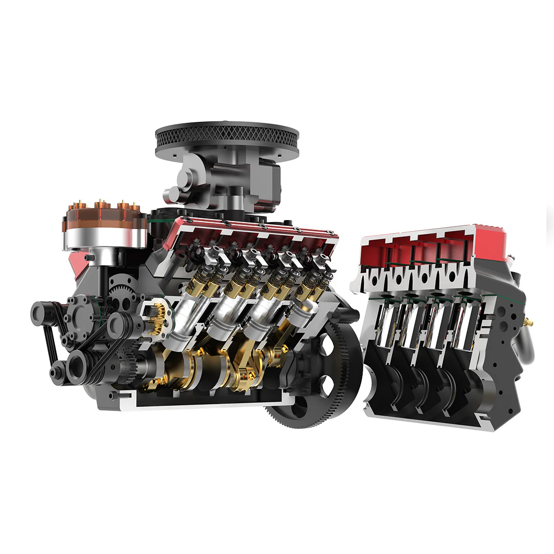 V8 Engine FS-V800WGPC 28cc OHV Gasoline Engine V8 Engine Model Kit - Build Your Own Engine