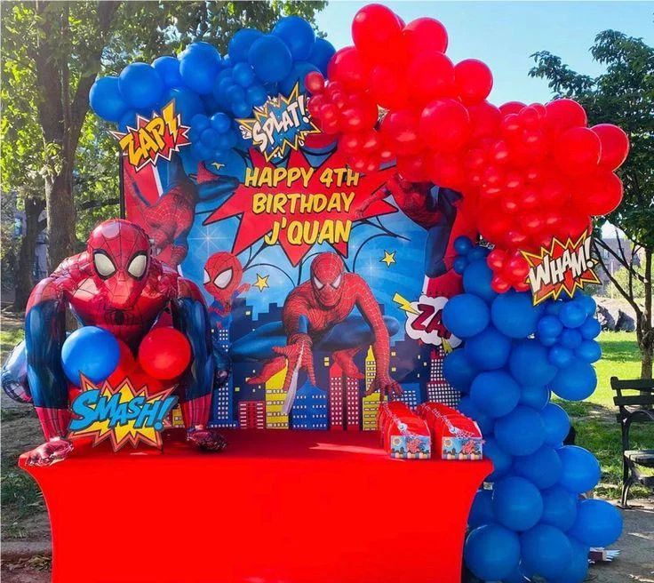 Personalized Hero Spider Man Happy Birthday Party Backdrop RedBirdParty