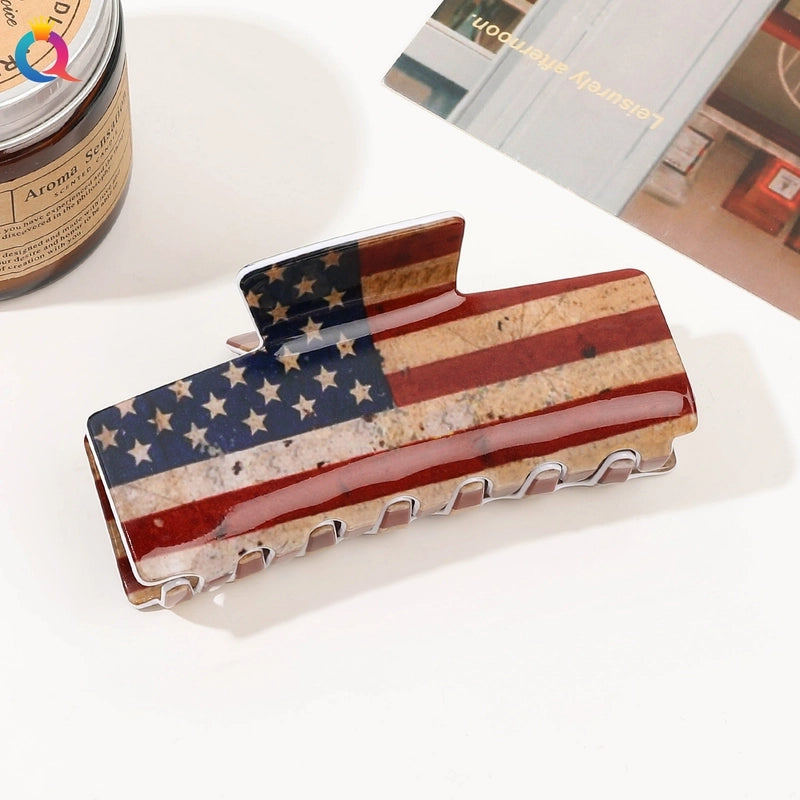 Women’s Casual Minimalist National Flag Arylic Hollow Out Hair Claws