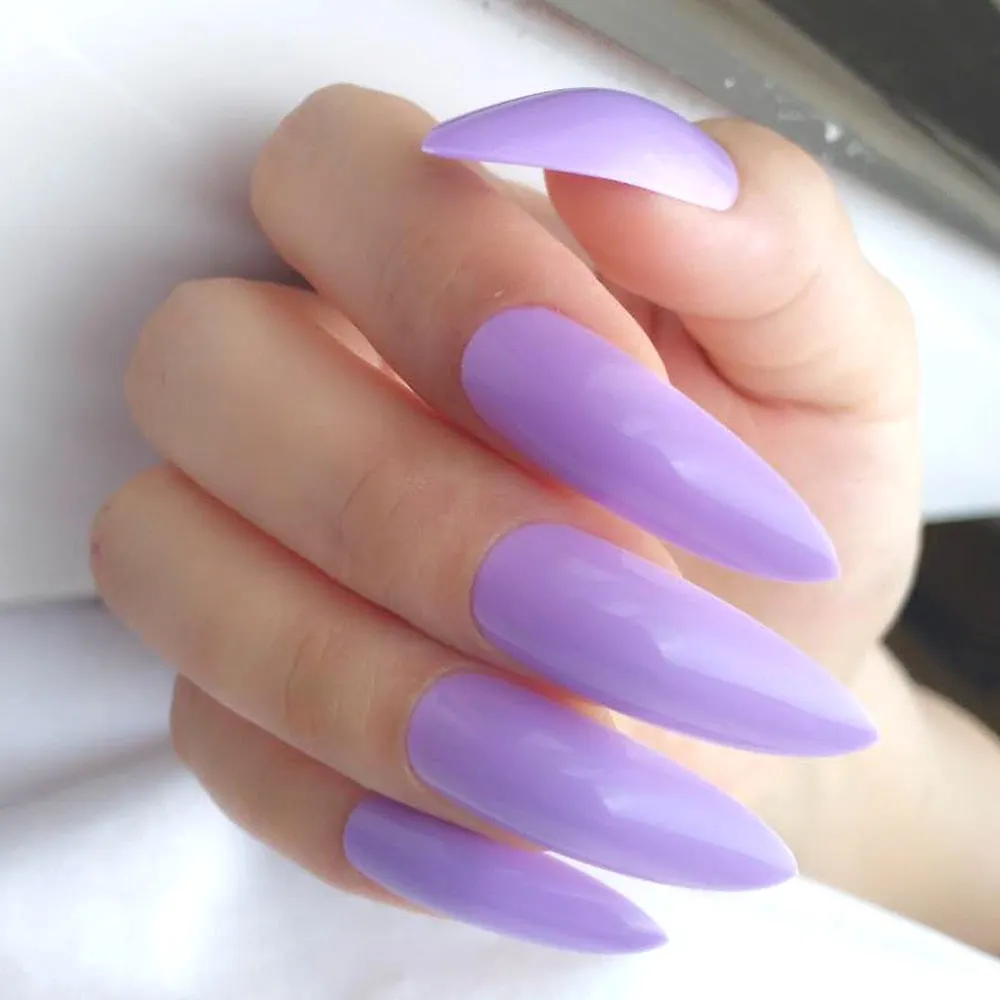 24Pcs Bright Black Artificial Stiletto False Nail Extra Long Salon Fake Nails For Design UV Gel Press On Manicure Tool-Nail Inspo