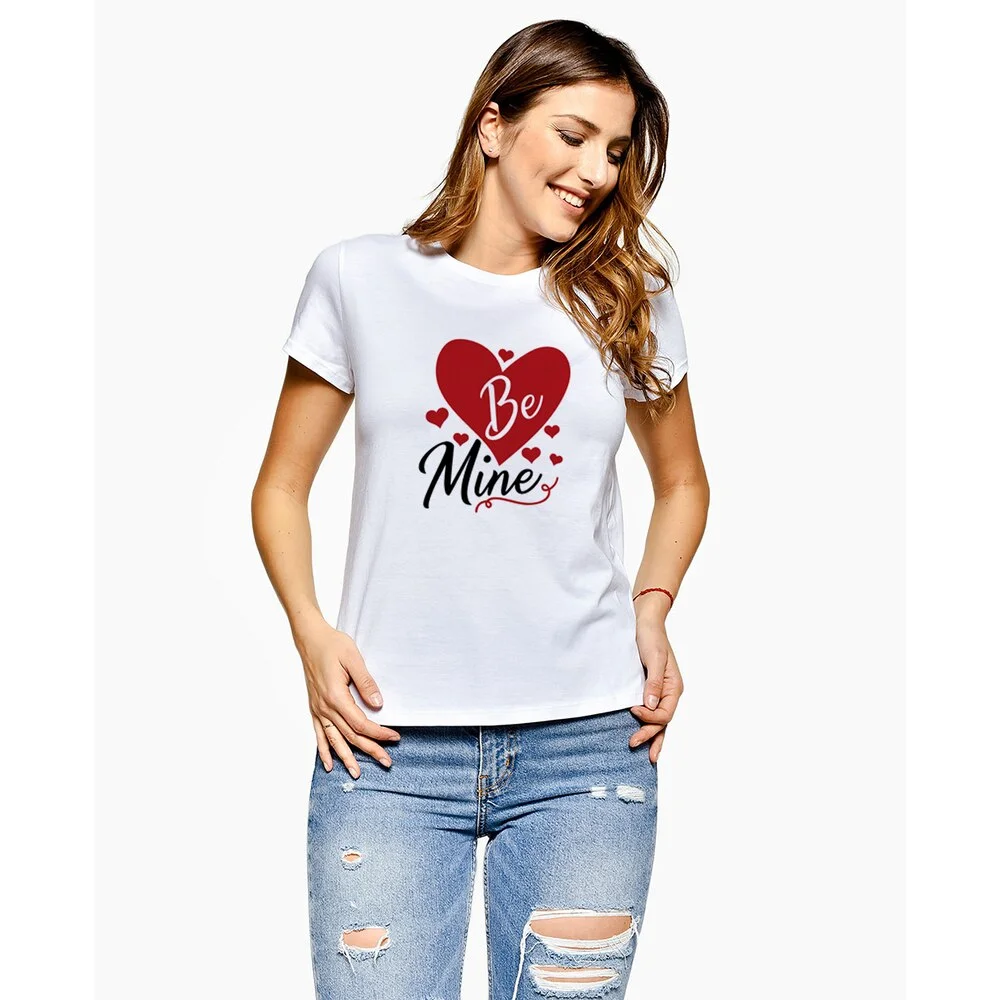 Valentine Day Couple T Shirt Be Mine Couples Love T-Shirts Women Men Short Sleeve TShirts Tops Lover Tee Valentine's Day Gift