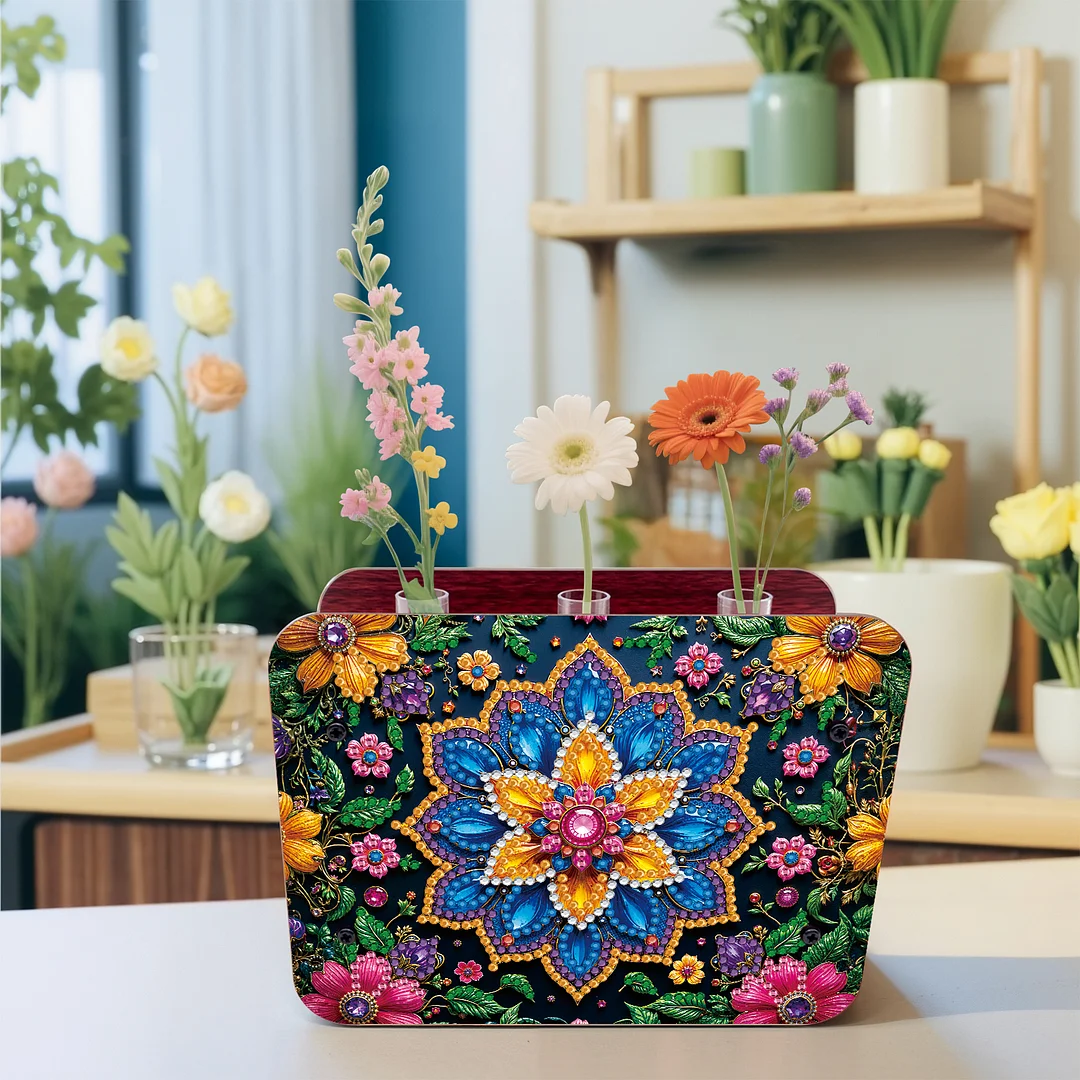 Mandala DIY Flower Vase Wooden Double Sided Desktop Diamond Art Kit Home Decor