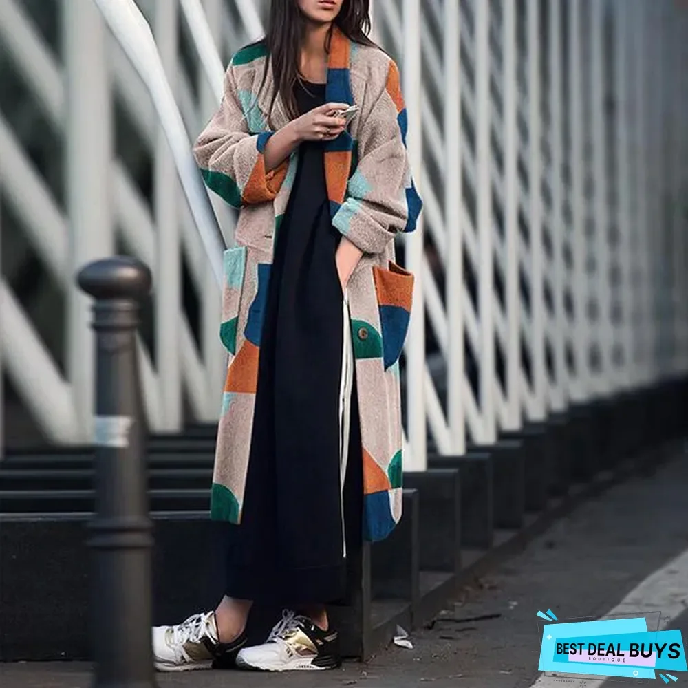 Turndown Collar Geometry Printed Coats