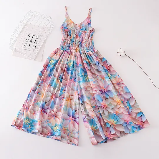 【4Y-14Y】Girls Multicolor Butterfly Flower Sling Bodysuit