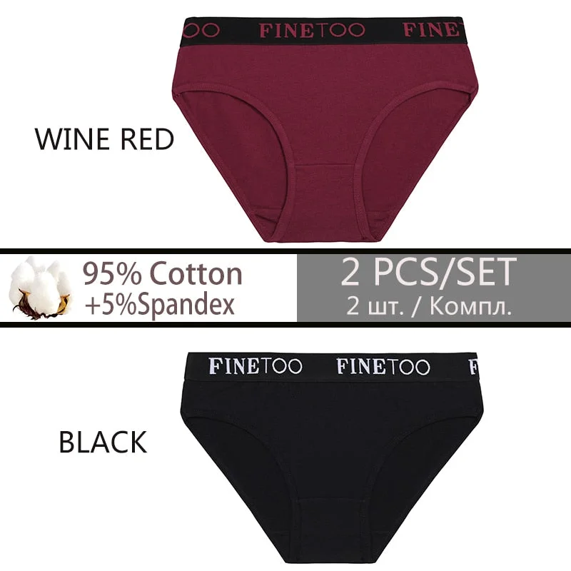 FINETOO 2PCS/Set Cotton Sexy Women Underwear Fashion Letter Women Panties Low-waisted Lingerie Female Girls 2021 Briefs M-XXL