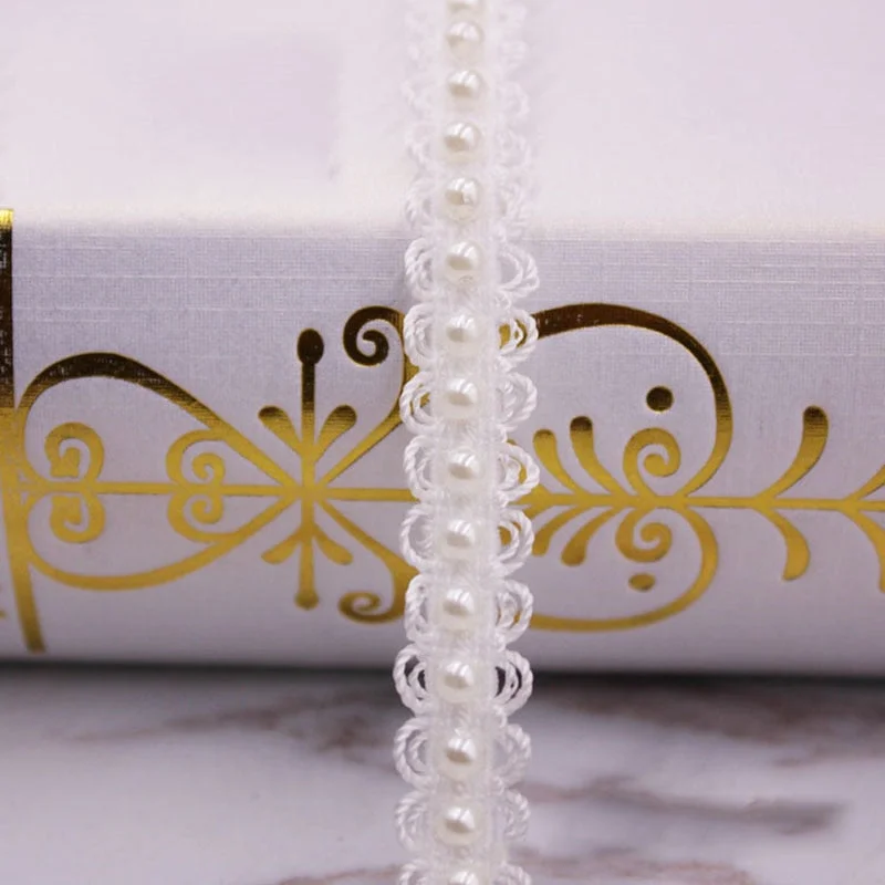 1yard/lot Vintage White/Black Beaded Lace Trim Tape Fabric Ribbon DIY Collar Sewing Garment Headdress Materials Sewing Craft