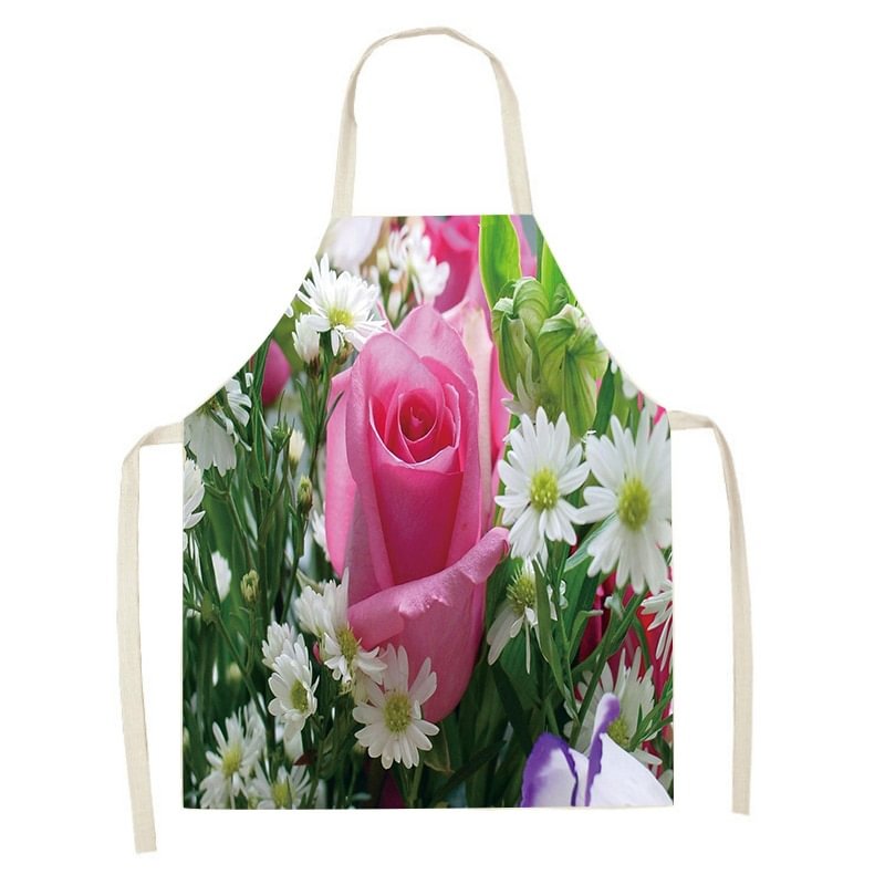 Linen Kitchen Apron - Butterfly and Flowers letclo 