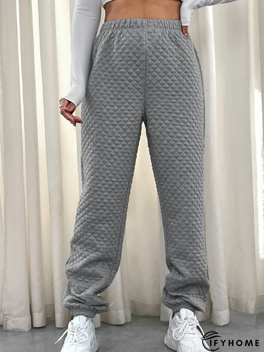 Small Diamond Quilted Warm Casual Pants | IFYHOME