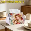 Diamond Art Painting Tissue Box Cover Wear Resist Decorative Paper Napkin Dispenser Multifunction Rhinestone PU Tissue Holder Kit for Adults Home Office Gift (Soft Glow Mother)