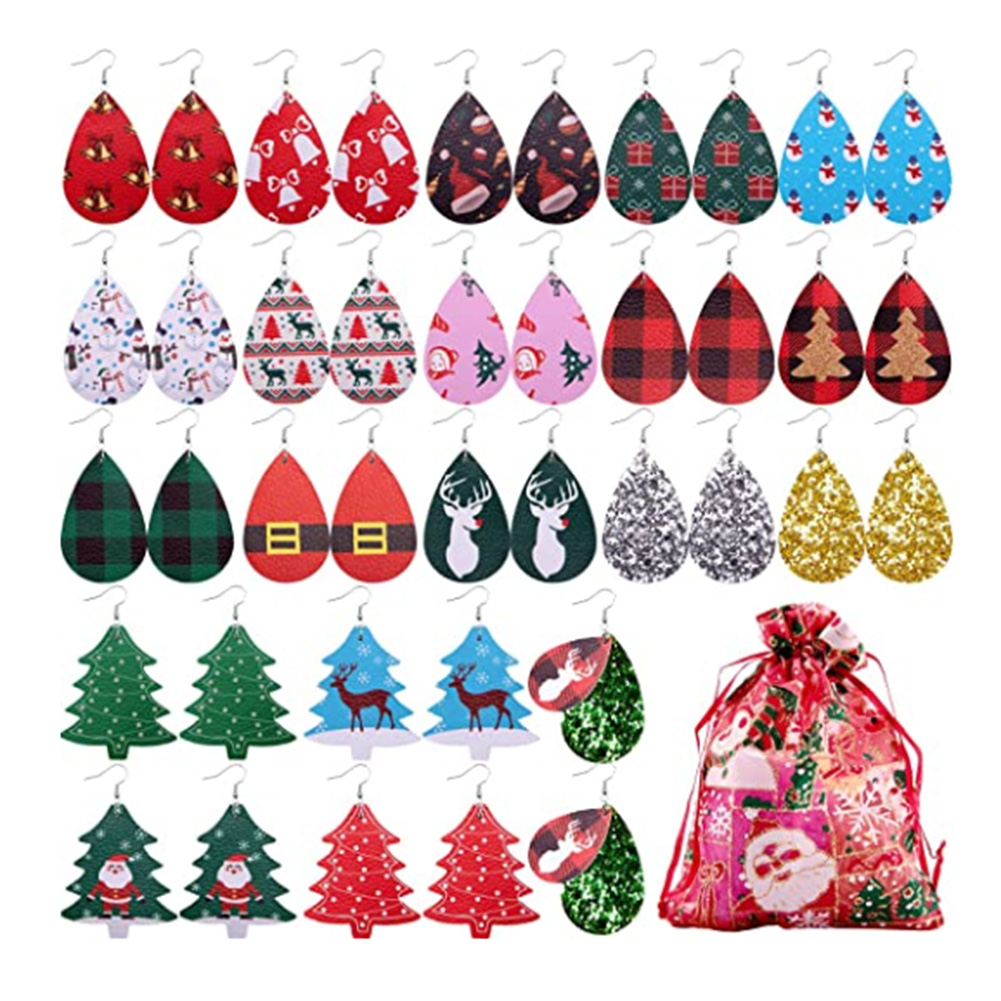 

20Pairs Christmas Earrings Artificial Leather Teardrop Women Jewelry Set, 501 Original