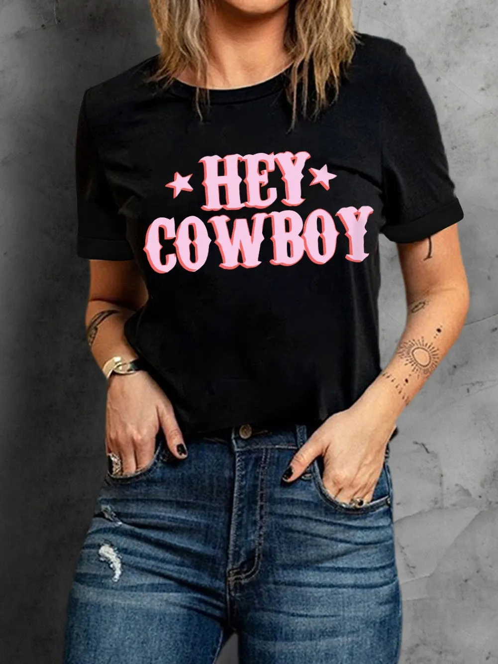 Wild West Letter Print Casual T-shirt