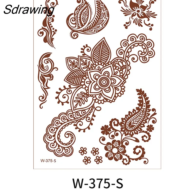 Sdrawing Henna Lace Temporary Tattoo Sticker Butterfly Mehndi Flower Fake Tattoo for Women Feather Flora Sexy Henna Design Stickers