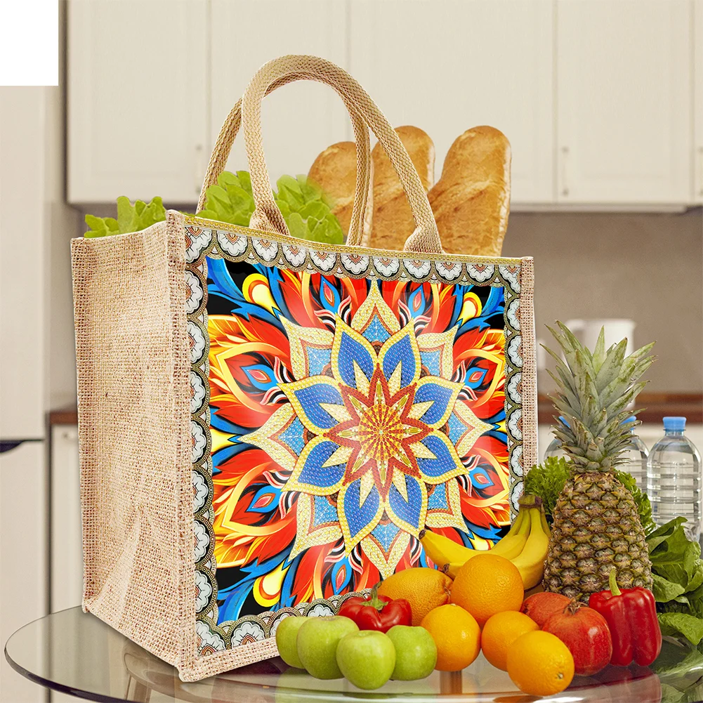 [Upgrade - Waterproof Bag]DIY Mandala Diamond Painting Tote Bag Replaceable Canvas for Women Adults