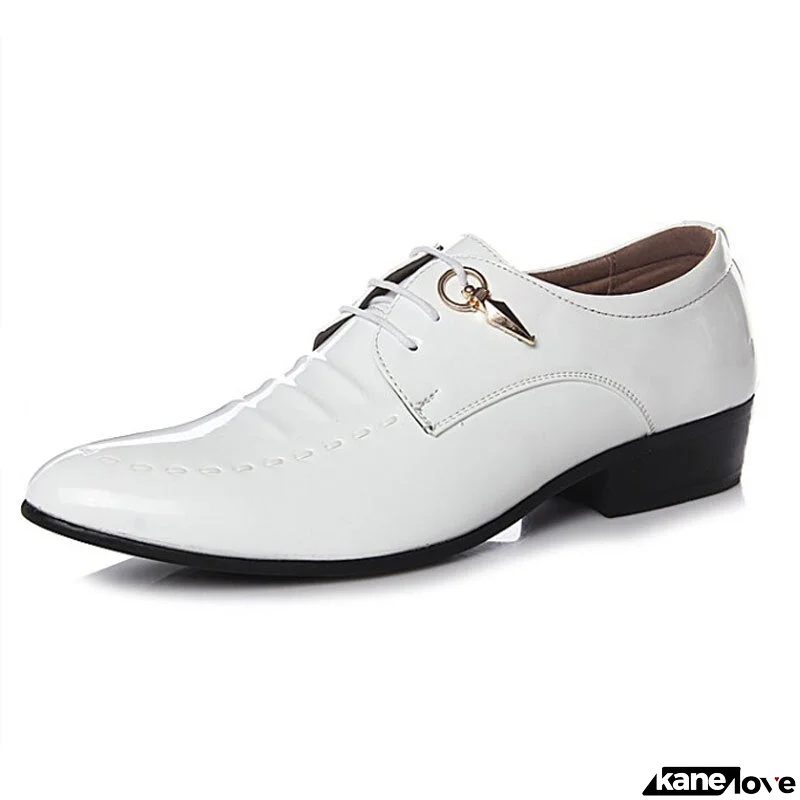 Men's Pointed Toe PU Lace-Up Closure Luxury Formal Wear Shoes