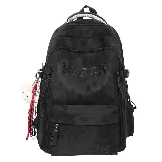 Dye Nylon Laptop Backpack Applique Tie Charm / Lettering Set Bag