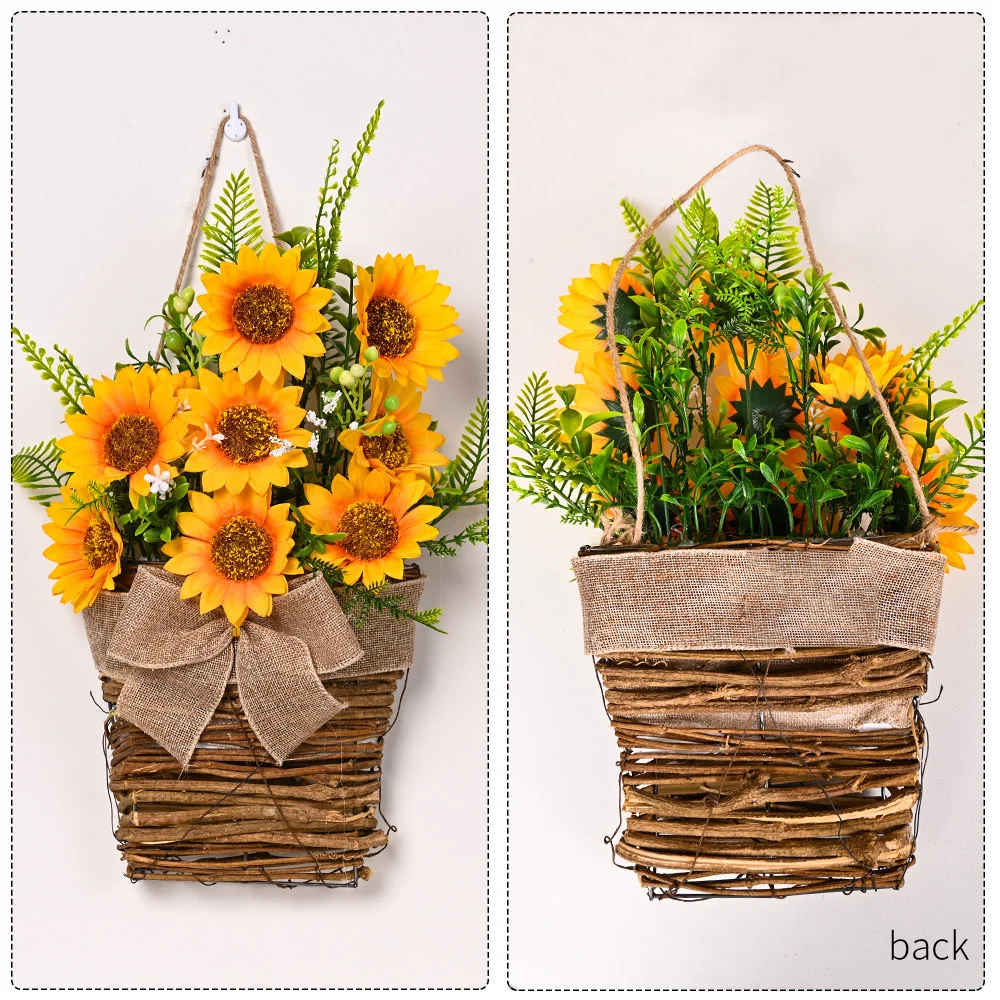 Summer Sunflower Basket Door Hanging Decoration Wreath Door Wall 