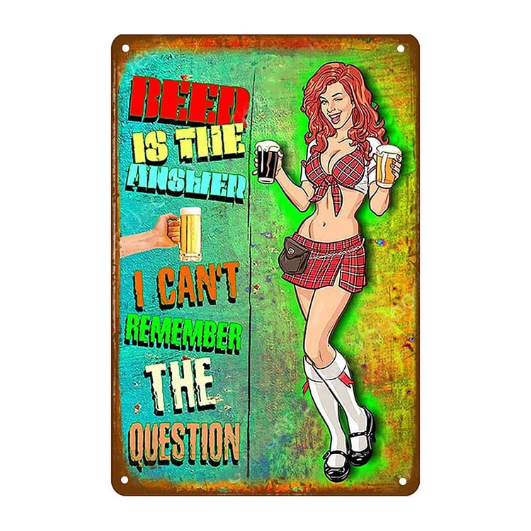 【20*30cm/30*40cm】Pin Up Girls With Beer - Vintage Tin Signs/Wooden Signs