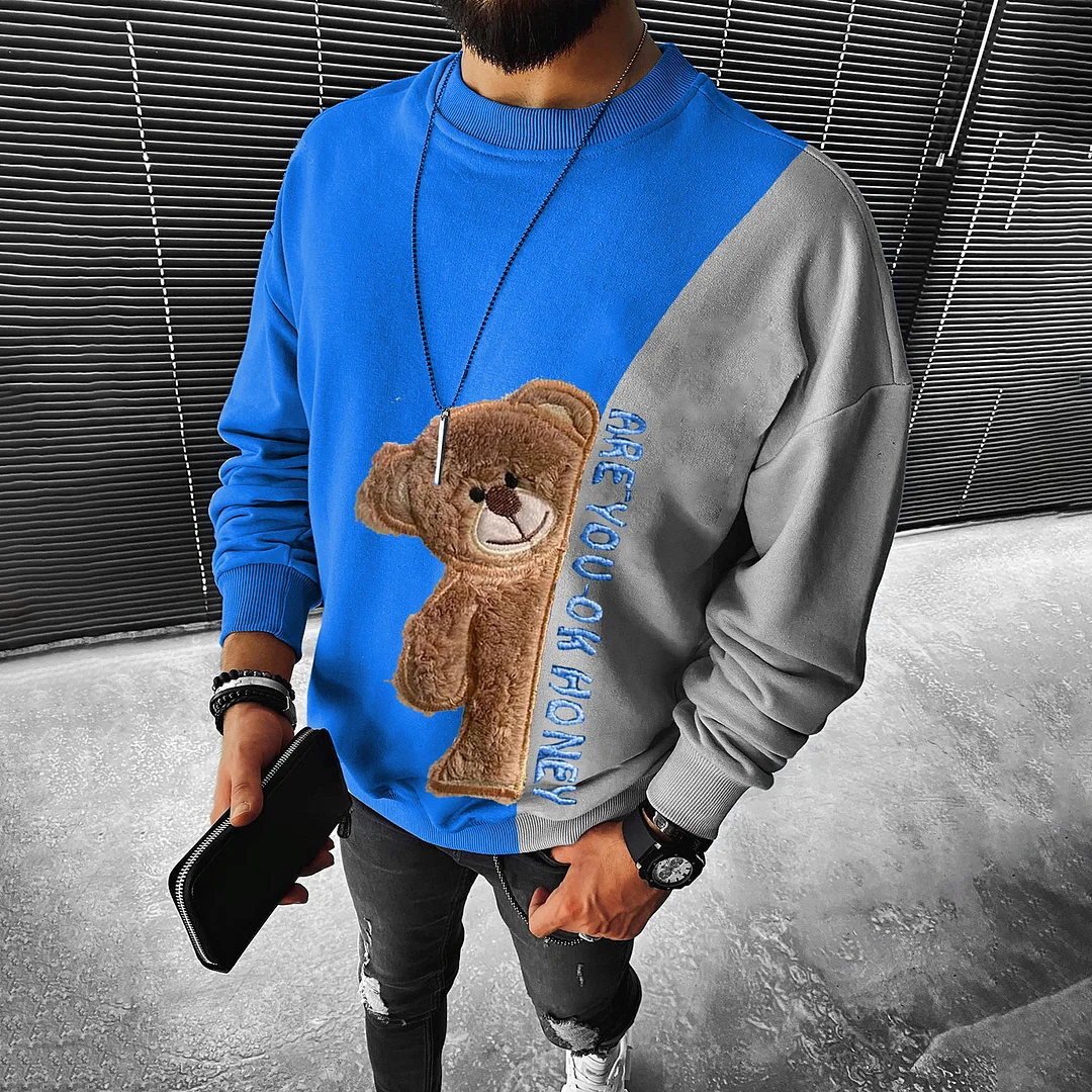 Fashionable Casual Street Style Bear Pattern Sweatshirt