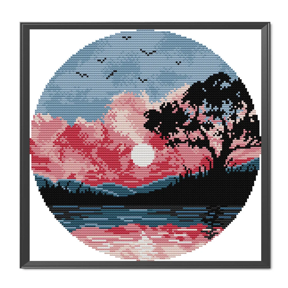 14CT Partial Printed Cross Stitch - Sunset(31*31cm)