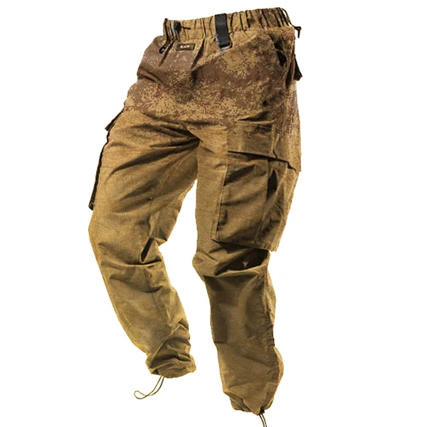 Men's Vintage Wash Print Tactical Trousers