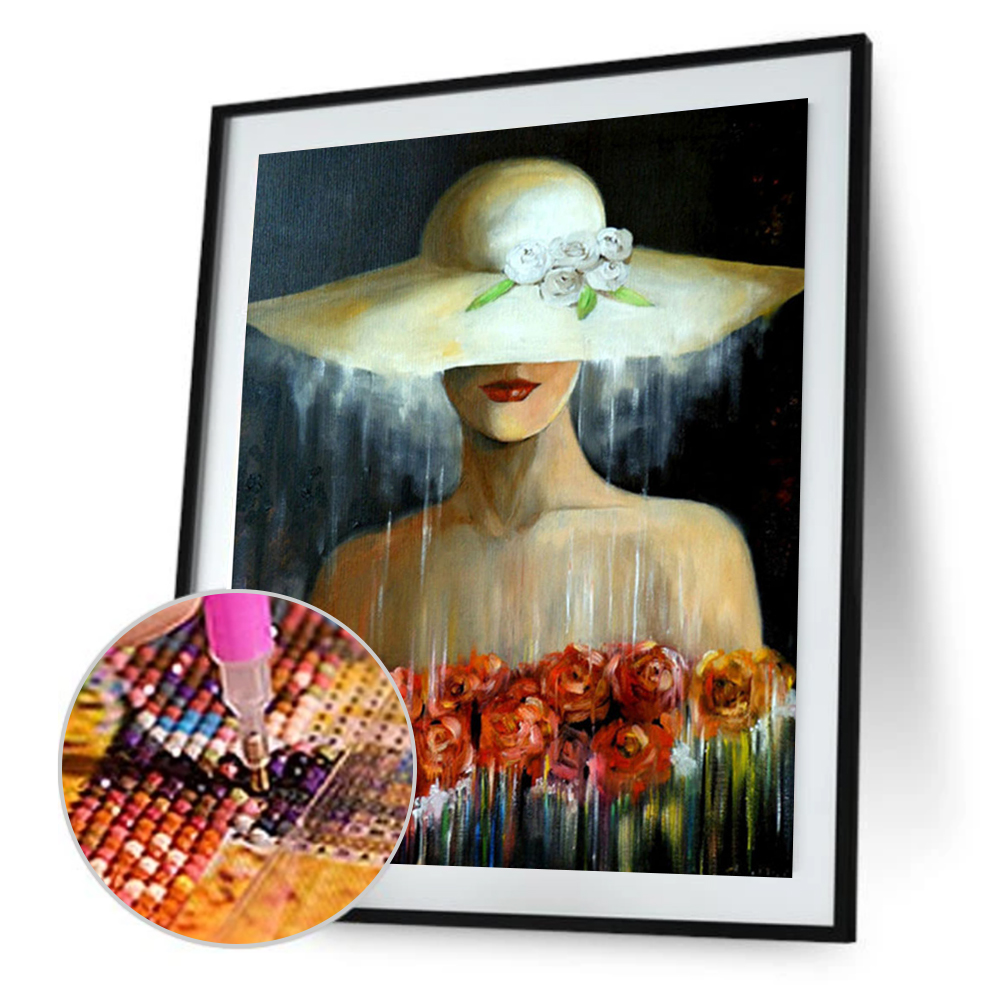 

30*38CM-Embroidery Hat Beauty Rhinestone-Square Drill Diamond Painting, 501 Original