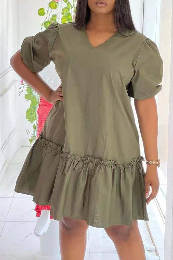 Solid Color Pullover round Neck Denim Dress Loose Casual Dress main image 1