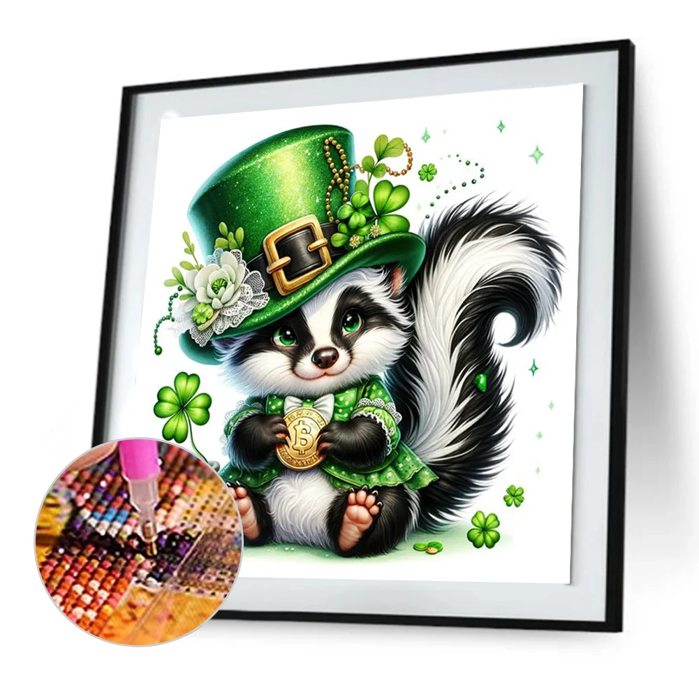 Diamond Painting - Full Round Drill - Lucky Skunk(Canvas|30*30cm)