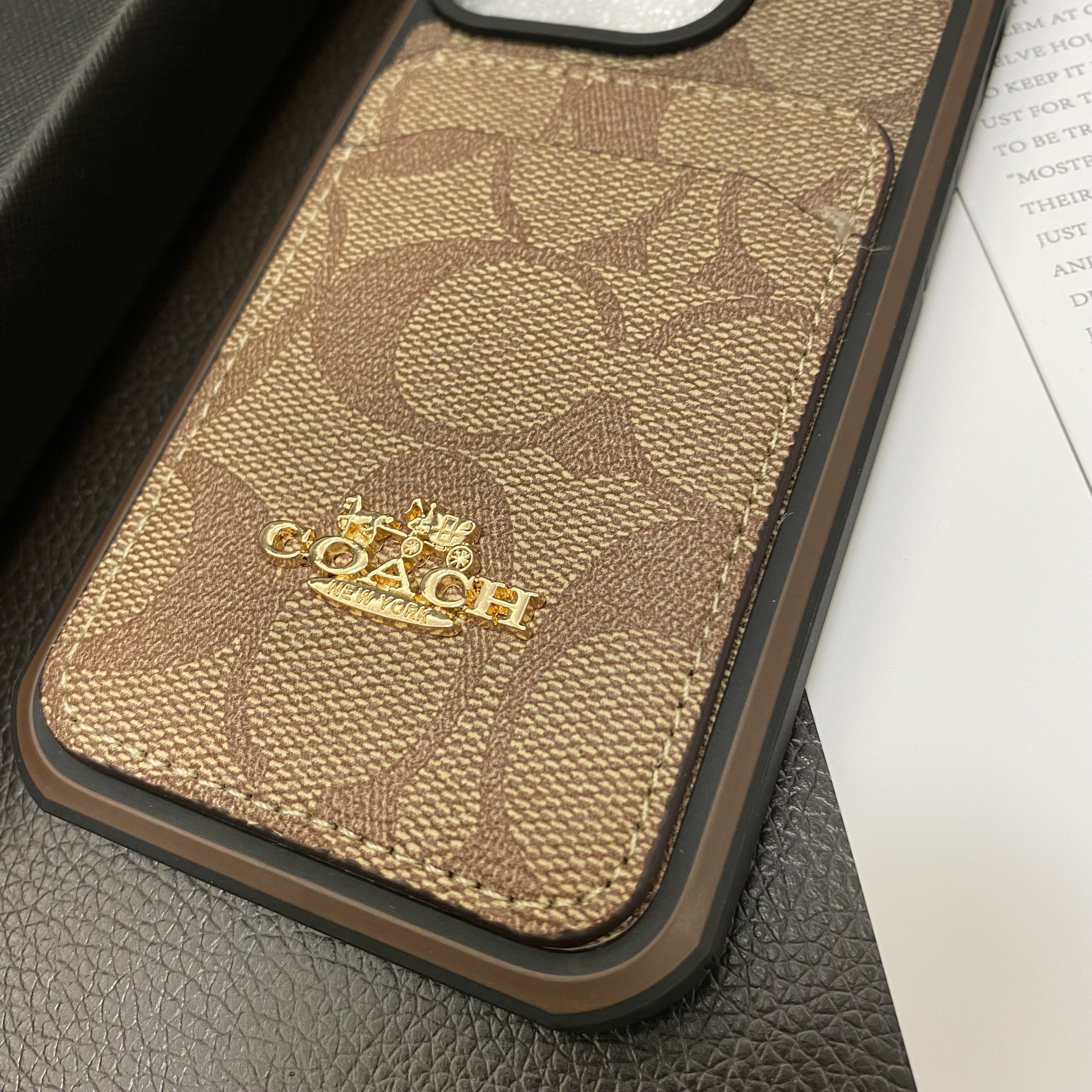 Luxury Coach Back Card Slot Leather Apple iPhone Case