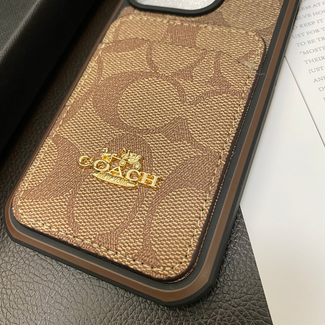 Luxury Coach Back Card Slot Leather Apple iPhone Case