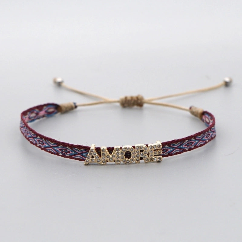 1 Piece Fashion Letter Devil’s Eye Copper Knitting Inlay Zircon Bracelets