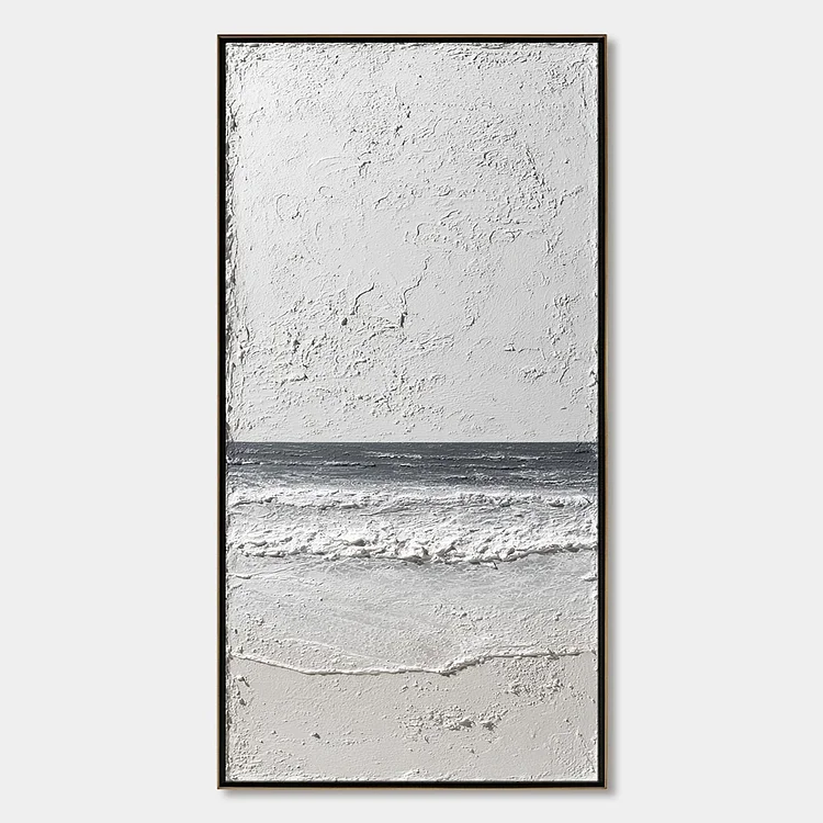 ETERNAL SHORE: Wabi Sabi Textured Minimalist Seascape Painting（Canvas painting）
