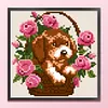 【Limited Stock Sale】Puppy With Flower Basket-Partial 9CT Stamped Cross Stitch Bead Embroidery 18*18cm tapestrymarket